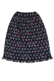 Current Boutique-Diane Freis - Vintage Black Floral Print Midi Skirt Sz M