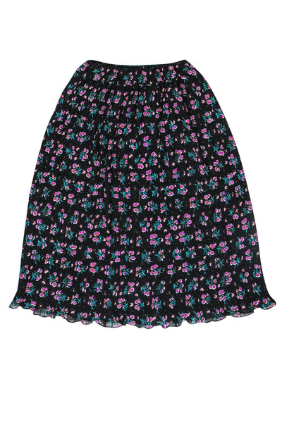 Current Boutique-Diane Freis - Vintage Black Floral Print Midi Skirt Sz M