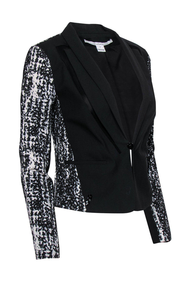Current Boutique-Diane von Furstenberg - Black & Gray Speckled Blazer Sz 2