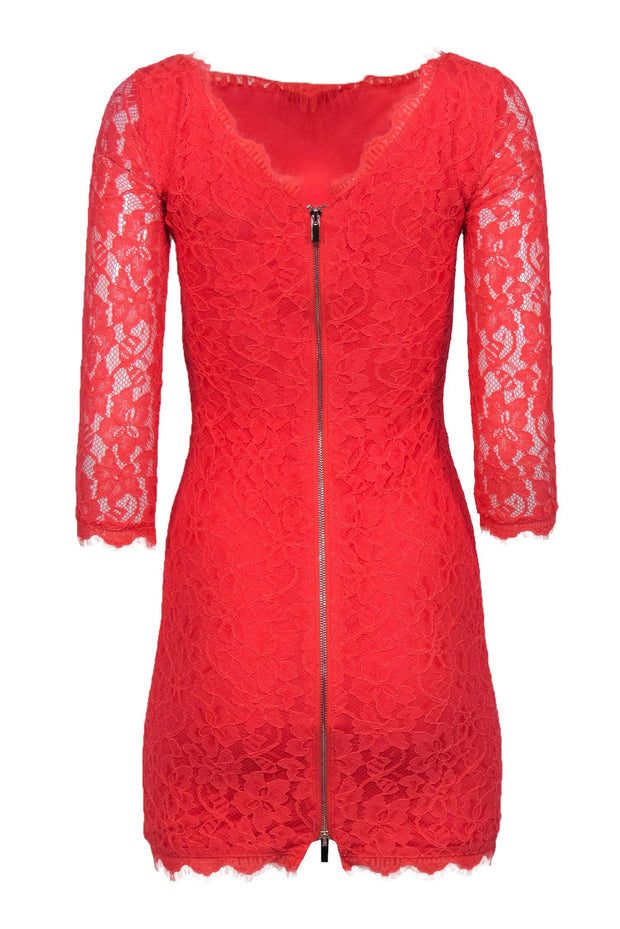 Current Boutique-Diane von Furstenberg - Coral Floral Lace "Zarita" Bodycon Dress Sz 0