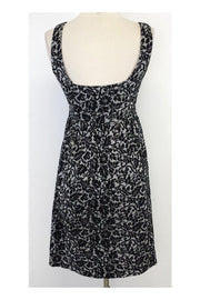 Current Boutique-Diane von Furstenberg - Black & Silver Floral Wool Blend Dress Sz 2