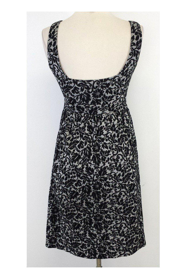 Current Boutique-Diane von Furstenberg - Black & Silver Floral Wool Blend Dress Sz 2
