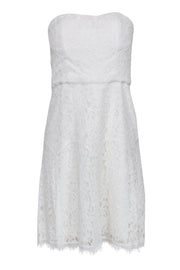Current Boutique-Diane von Furstenberg - White Floral Lace Strapless "Amira" Sheath Dress Sz 8