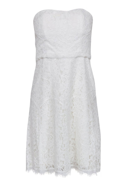 Current Boutique-Diane von Furstenberg - White Floral Lace Strapless "Amira" Sheath Dress Sz 8