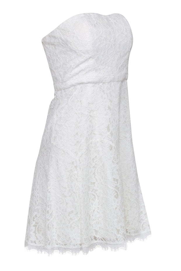 Current Boutique-Diane von Furstenberg - White Floral Lace Strapless "Amira" Sheath Dress Sz 8