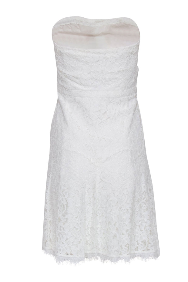 Current Boutique-Diane von Furstenberg - White Floral Lace Strapless "Amira" Sheath Dress Sz 8