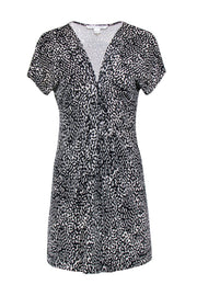 Current Boutique-Diane von Furstenberg - Black & White w/ Black Prints Mini Dress Sz 4
