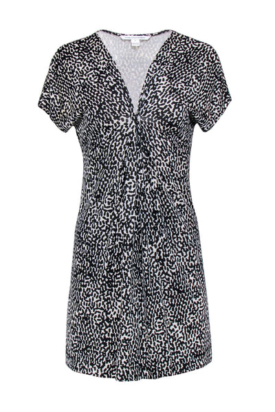 Current Boutique-Diane von Furstenberg - Black & White w/ Black Prints Mini Dress Sz 4