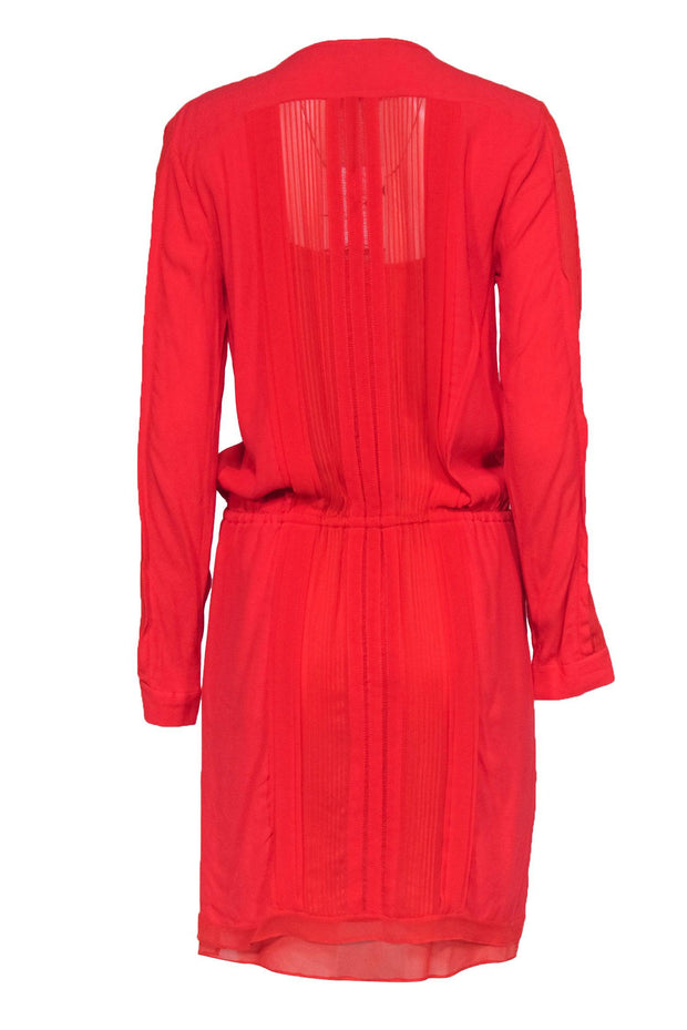 Current Boutique-Diane von Furstenberg - Hot Orange Long Sleeve Snap Front Dress Sz 8