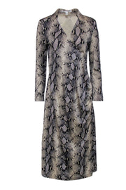 Current Boutique-Diane von Furstenberg - Beige & Black Snakeskin Print Faux Wrap Dress Sz M