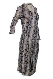 Current Boutique-Diane von Furstenberg - Beige & Black Snakeskin Print Faux Wrap Dress Sz M