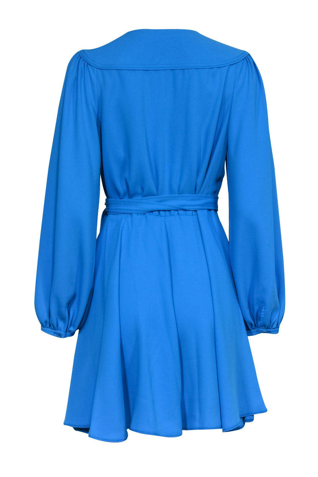 Current Boutique-Diane von Furstenberg - Aqua Blue Balloon Sleeve Wrap Dress Sz M