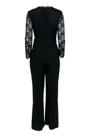 Current Boutique-Diane von Furstenberg - Black Lace Top Wrap Jumpsuit w/ Wide Leg Sz 8