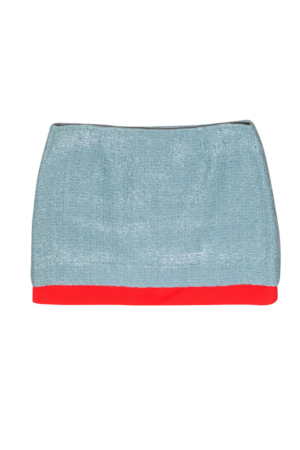 Current Boutique-Diane von Furstenberg - Light Blue & Orange Tweed Mini Skirt Sz 4