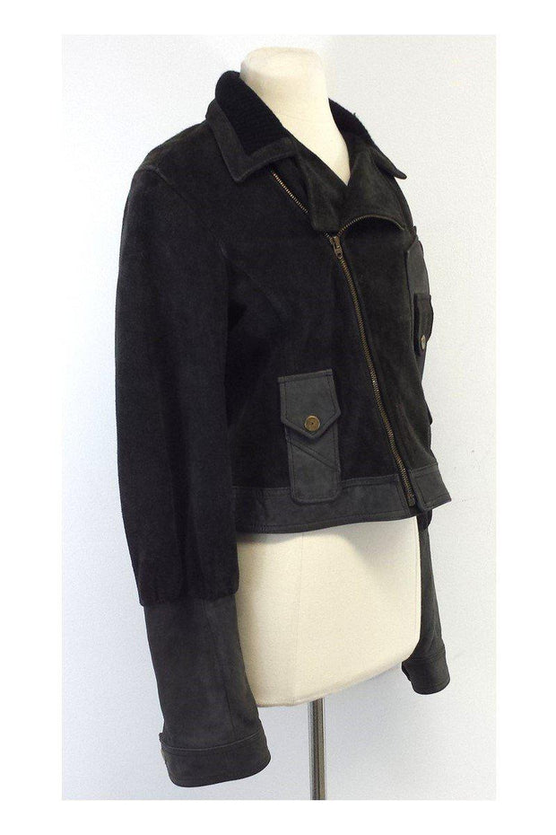 Current Boutique-Diesel - Dark Grey Leather Jacket Sz M