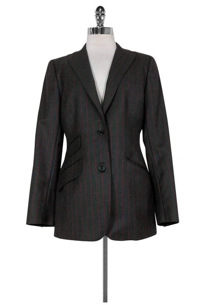 Current Boutique-Dolce & Gabbana - Wool Grey & Red Pinstripe Blazer Sz 8