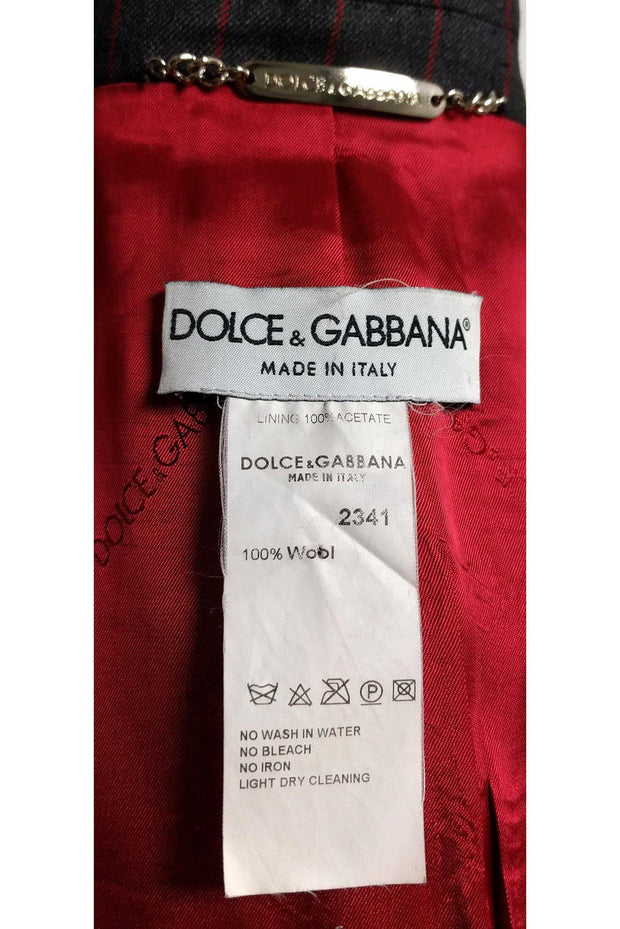 Current Boutique-Dolce & Gabbana - Wool Grey & Red Pinstripe Blazer Sz 8
