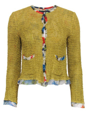 Current Boutique-Dolce & Gabbana - Mustard Yellow Knit w/ Floral Lining Cardigan Sz 2