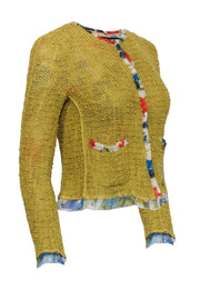 Current Boutique-Dolce & Gabbana - Mustard Yellow Knit w/ Floral Lining Cardigan Sz 2