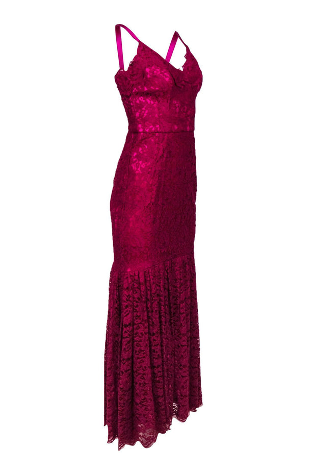 Current Boutique-Dolce & Gabbana - Magenta Floral Lace Sleeveless Mermaid Gown Sz 6