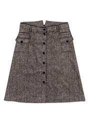 Current Boutique-Dolce & Gabbana - Brown Wool Blend Button Skirt Sz 8