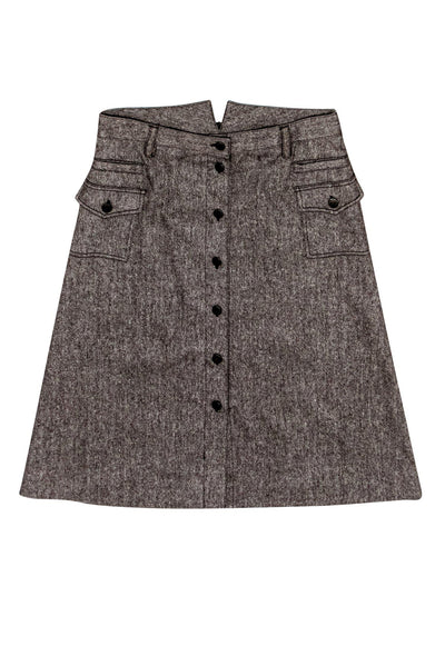 Current Boutique-Dolce & Gabbana - Brown Wool Blend Button Skirt Sz 8