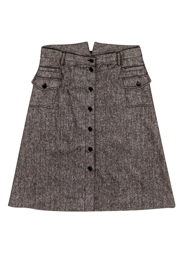 Current Boutique-Dolce & Gabbana - Brown Wool Blend Button Skirt Sz 8