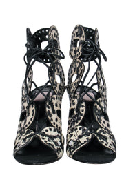 Current Boutique-Dolce Vita - Black & Cream Crackled Cutout Lace-Up Stilettos Sz 6