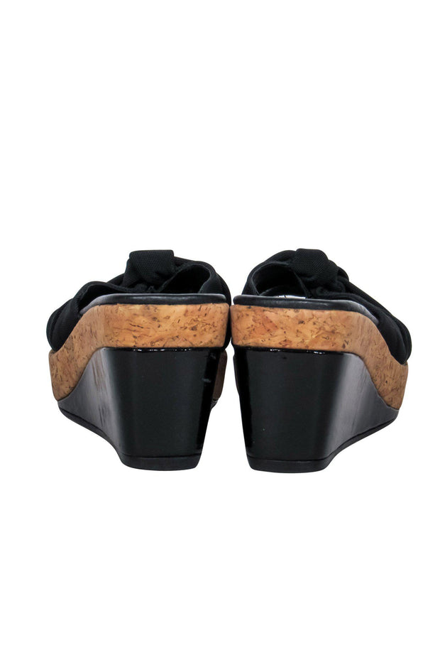 Current Boutique-Donald J Pliner - Black Knotted Strap Cork Wedges Sz 7