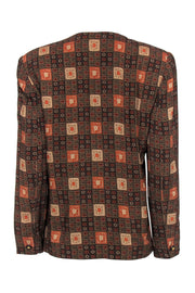 Current Boutique-Doncaster - Brown, Black & Orange Bohemian Print Button-Up Blazer Sz 12