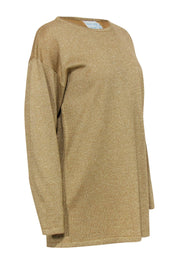 Current Boutique-Doncaster - Gold Metallic Oversized Knit Sweater Sz M