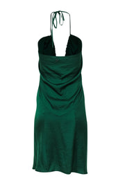 Current Boutique-Dondup - Green Sleeveless Ruffled Halter Shift Dress Sz S