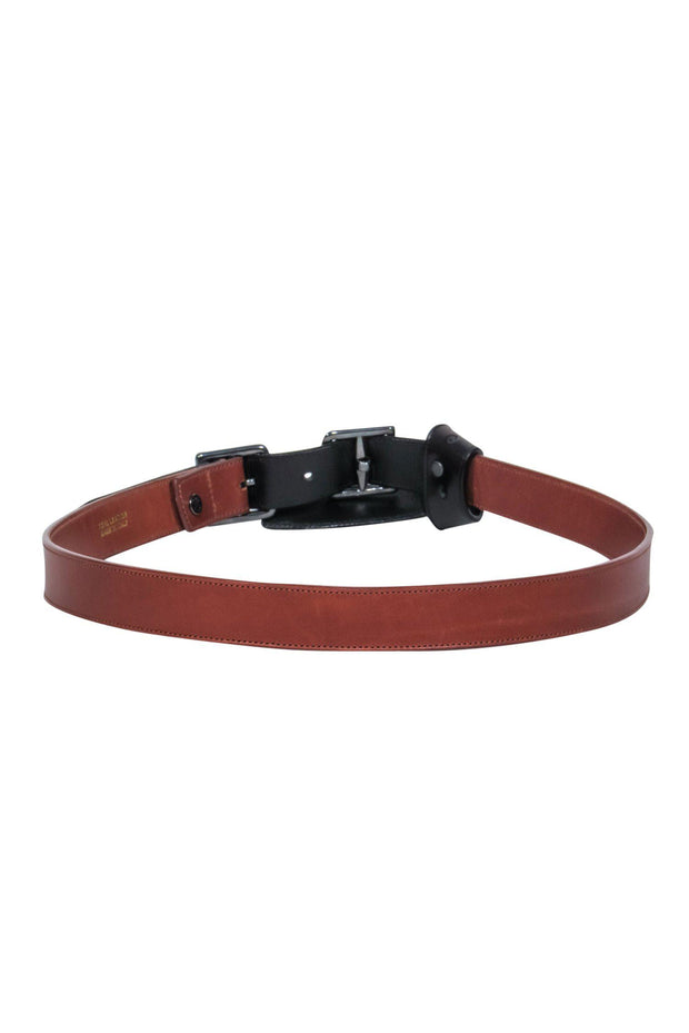 Current Boutique-Dries Van Noten - Brown & Black Leather Buckle Belt w/ Knotted Design