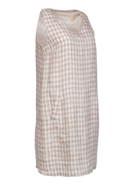 Current Boutique-Eileen Fisher - Cream Gingham Linen Shift Dress Sz XS
