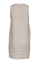 Current Boutique-Eileen Fisher - Cream Gingham Linen Shift Dress Sz XS