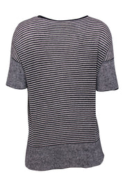 Current Boutique-Eileen Fisher - Black & White Striped Short Sleeve Line Sweater Sz S