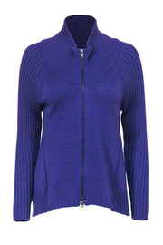 Current Boutique-Eileen Fisher - Purple Zip-Up Mock Turtleneck Wool Sweater Sz PS