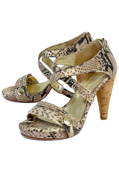 Current Boutique-Elaine Turner - Beige Python Print Heels Sz 9