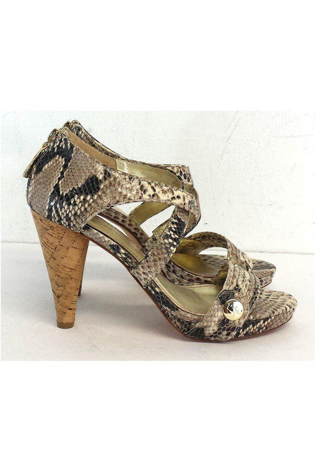 Current Boutique-Elaine Turner - Beige Python Print Heels Sz 9