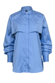Current Boutique-Eleventy - Blue Cotton Button Down w/ Front Overlay Sz 4