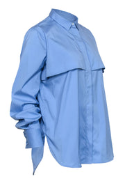Current Boutique-Eleventy - Blue Cotton Button Down w/ Front Overlay Sz 4
