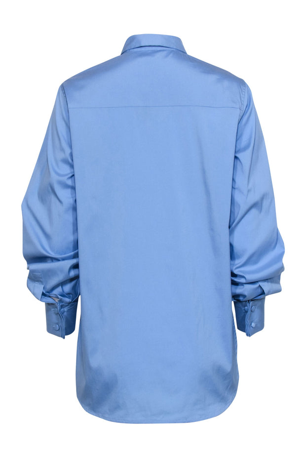 Current Boutique-Eleventy - Blue Cotton Button Down w/ Front Overlay Sz 4