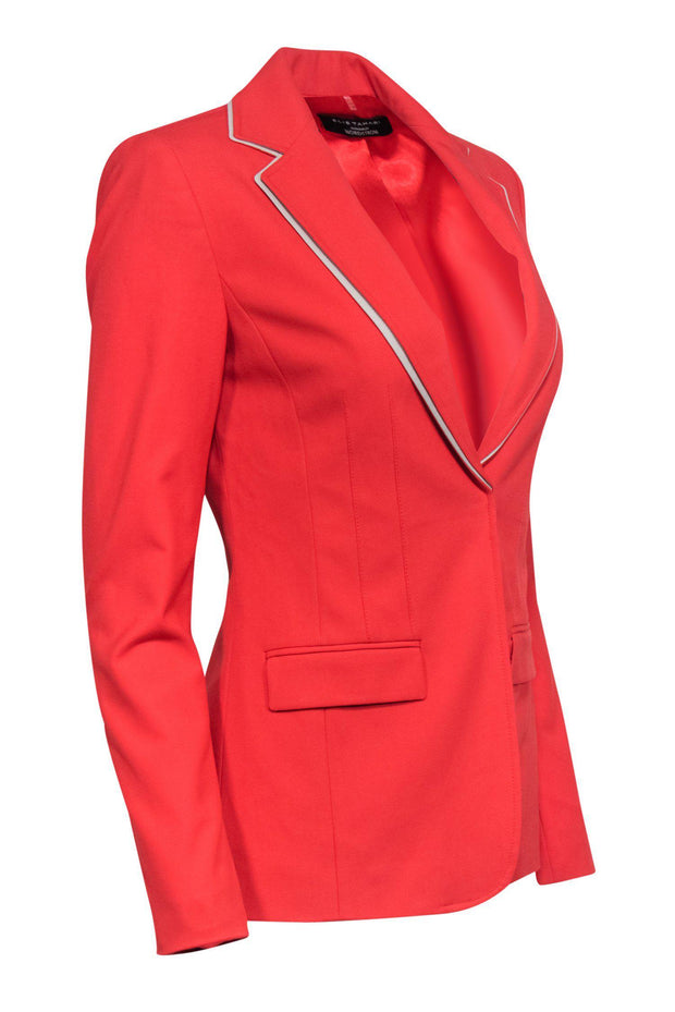 Current Boutique-Elie Tahari - Orange Blazer w/ Beige Trim Sz 2