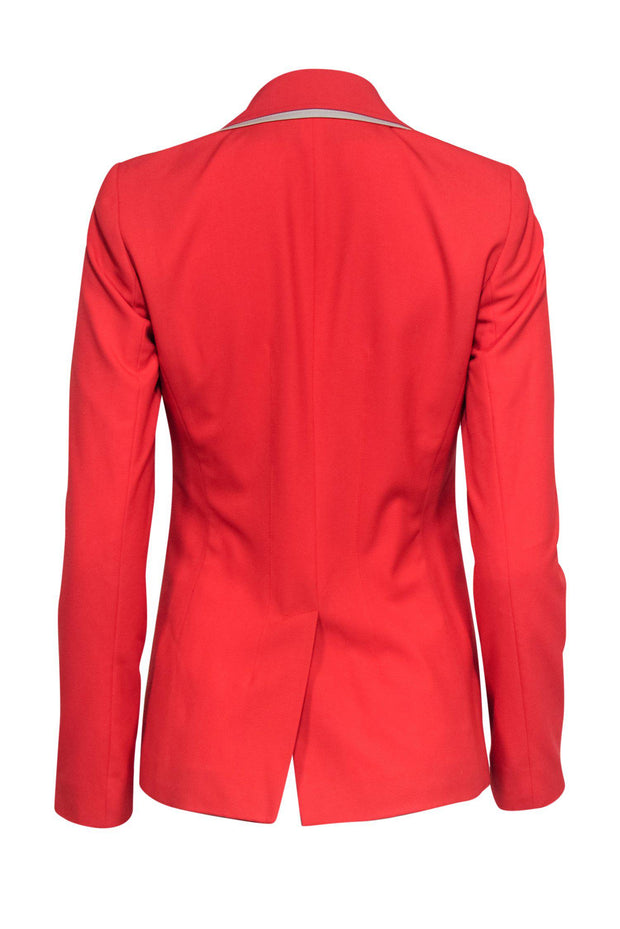 Current Boutique-Elie Tahari - Orange Blazer w/ Beige Trim Sz 2