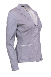 Current Boutique-Elie Tahari - Blue & White Pinstriped Snap-Up Blazer Sz 4