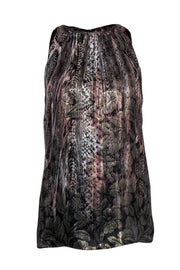 Current Boutique-Elie Tahari - Metallic Printed Tank w/ Chain Fringe Sz XS