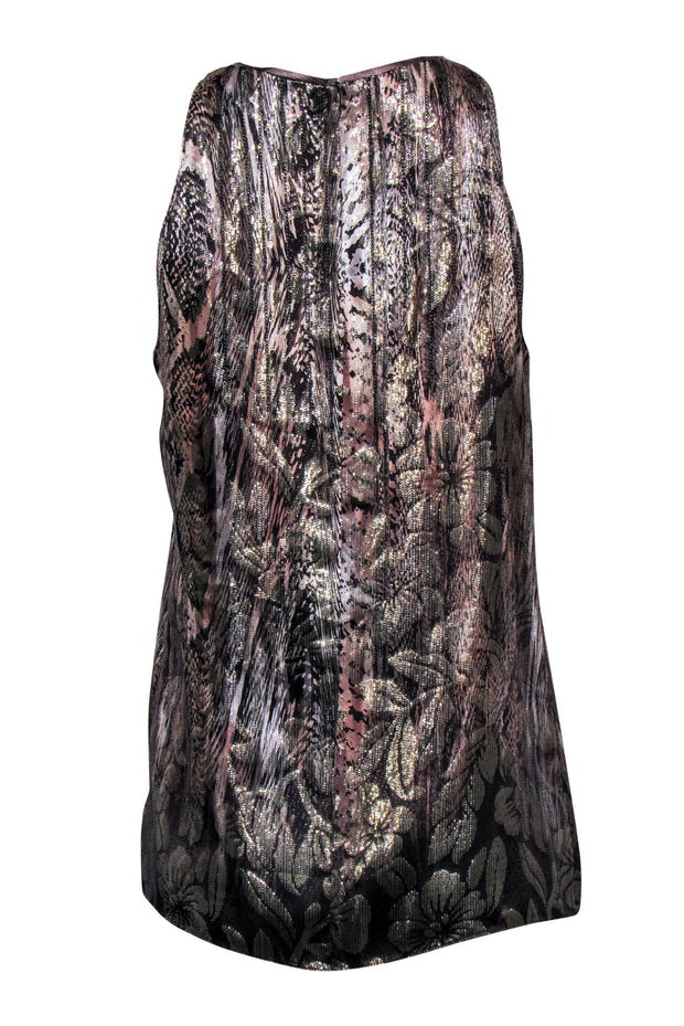 Current Boutique-Elie Tahari - Metallic Printed Tank w/ Chain Fringe Sz XS