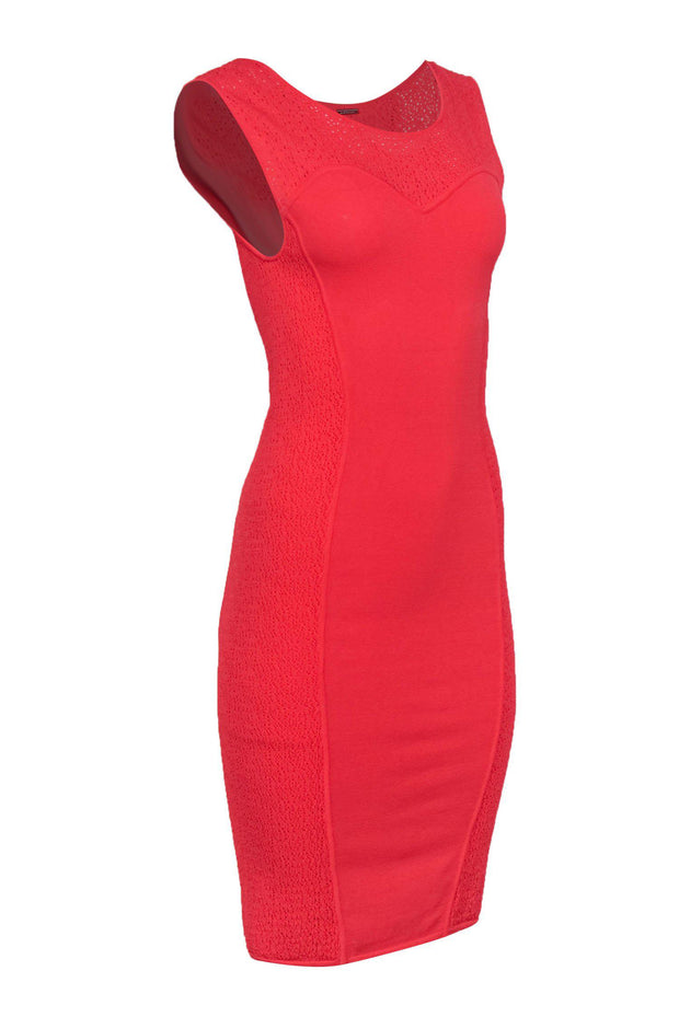 Current Boutique-Elie Tahari - Coral Knit Pinhole Cutout Bodycon Dress Sz P