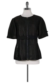 Current Boutique-Elie Tahari - Black Linen Blend Jacket Sz 8
