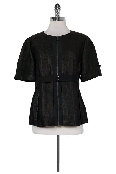 Current Boutique-Elie Tahari - Black Linen Blend Jacket Sz 8